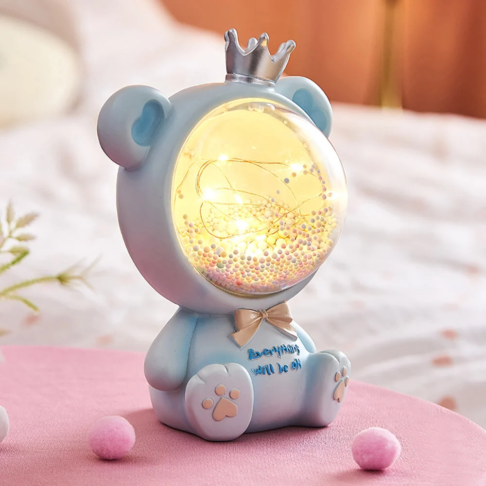 Creative Bear Sculpture Resin Modern Home Desktop Cute Lamp Decoration Children′s Gifts