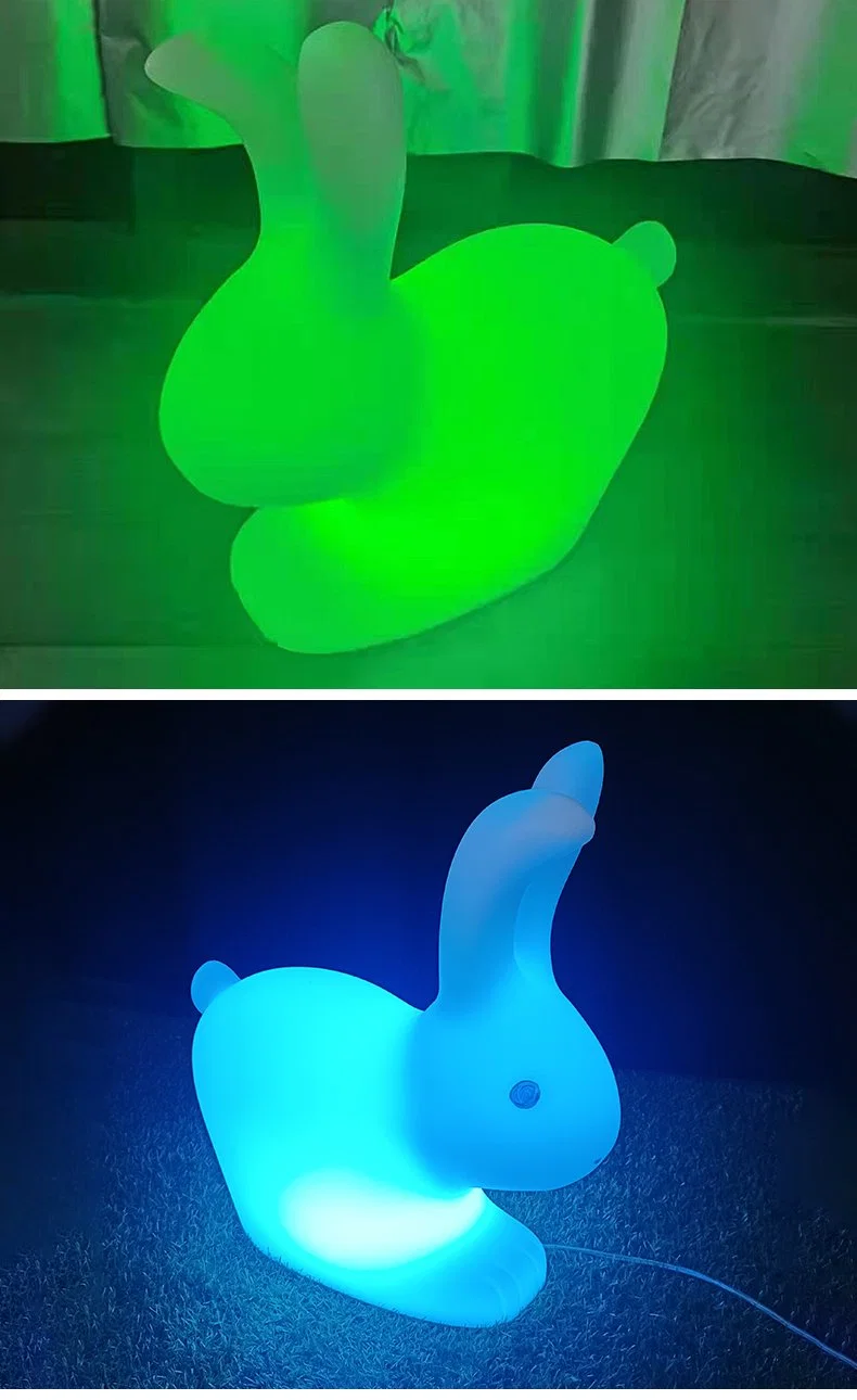 Creative Children′s Gift Remote Control Dimming Touch Sensor USB Charging LED Night Light PE Rabbit Lamp