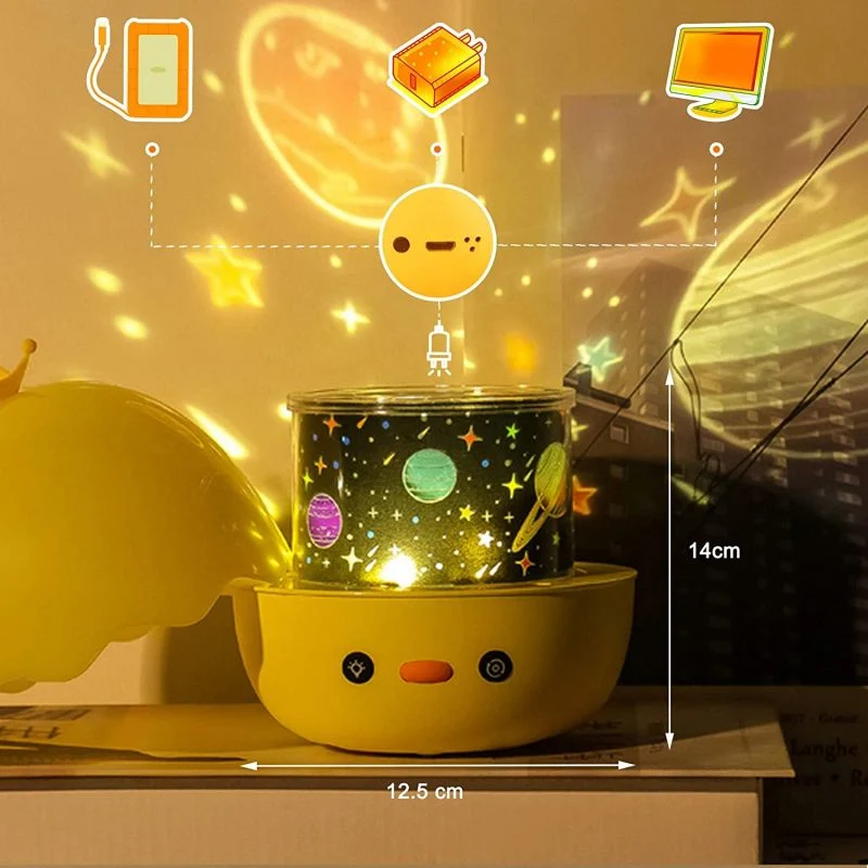 Yellow Crown Duck Music Rechargeable LED Projection Lamp