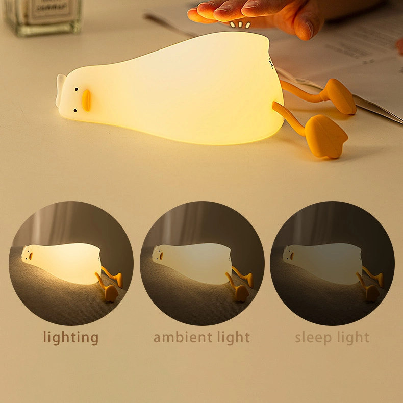 Flat Duck Silicone Cute Timer Children Gift LED Table Lamp