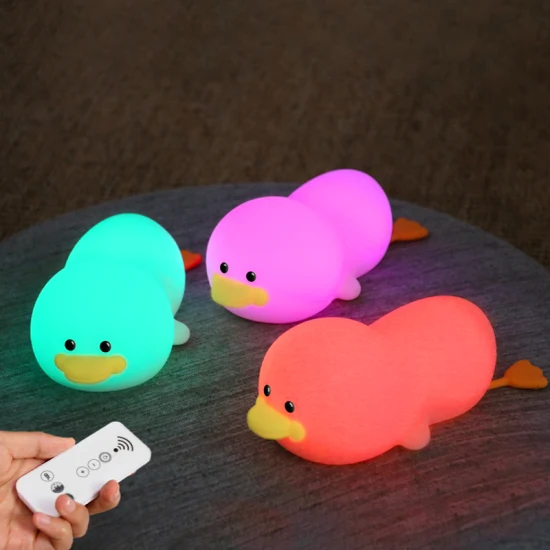 아마존 최신 USB 충전식 Gg Duck 실리콘 야간 조명(타이머 및 원격 제어 포함)