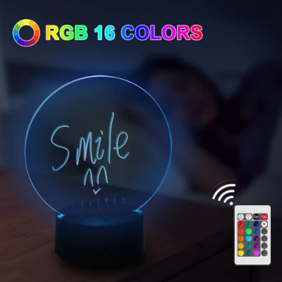 16 색 야간 조명 기본 지울 수있는 쓰기 보드 크리 에이 티브 DIY RGB LED 메시지 아크릴 쓰기 보드 빛